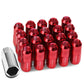 M12 x 1.25 Extended Grooved Shank Lug Nuts 50mm Red Aluminum 20pc
