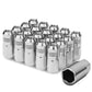 M12 x 1.25 Aluminum Lug Nuts - Grooved Shank Extended 50mm 20pc Silver