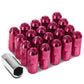 M12 x 1.5 Extended Closed End Lug Nuts 50mm Pink Aluminum 20pc Set