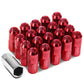 M12x1.5 Aluminum Grooved Shank Lug Nuts - Extended Closed End Red