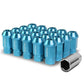 M12x1.25 Aluminum Lug Nuts - Acorn Knurled Extended 20pc Light Blue