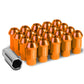 M12x1.25 Aluminum Lug Nuts - Acorn Knurled Extended Orange 20pc