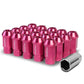 M12x1.25 Aluminum Lug Nuts - 44mm Extended Acorn Knurled - Pink 20pc