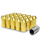 M12x1.5 Aluminum Lug Nuts - Acorn Knurled Extended Open End 20pc Gold