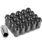 M12x1.5 Aluminum Lug Nuts - Acorn Knurled Extended 44mm 20pc Gun Metal