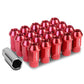 M12x1.5 Aluminum Lug Nuts - Extended Acorn Knurled 44mm - 20pc Red