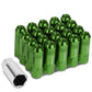 M12 X 1.25 Extended Aluminum Lug Nuts - Green 20pc Set