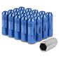 M12 x 1.5 Extended Rib Shank Lug Nuts 60mm Blue Aluminum 20pc Set