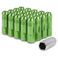 M12 x 1.5 Extended Aluminum Lug Nuts 60mm Tall Open End 20pc Green