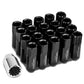 M12 x 1.25 Extended Aluminum Lug Nuts w/ Locks 20pc Set Black