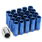M12 x 1.25 Extended Open End Lug Nuts w/ Locks - Blue Aluminum