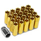 M12 x 1.25 Extended Open End Lug Nuts with Locks - Aluminum Gold
