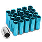 M12 x 1.25 Extended Aluminum Lug Nuts 16pc + 4 Locks Light Blue