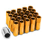 M12 x 1.25 Extended Aluminum Lug Nuts with Locks - Orange 16pc Set