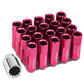 M12 x 1.25 Extended Pink Aluminum Lug Nuts Set - 16 Pcs + 4 Locks