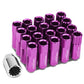 M12 x 1.25 Extended Open End Lug Nuts with Locks - Purple Aluminum