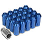 Aluminum Lug Nuts M12x1.25 L40 Style Extended Open End 20 Pack Blue