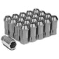 L40 Style Extended Aluminum Lug Nuts M12x1.25 20pc Set Gun Metal