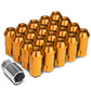 Universal L40 Style Extended Aluminum Lug Nuts M12x1.25 50mm 20pc Orange