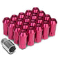 Universal L40 Style Extended Lug Nuts M12x1.25 Pink Aluminum 20pc Set