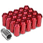 L40 Style Extended Lug Nuts Set w/ Locks M12x1.5 50mm Red Aluminum