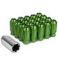 M12 x 1.25 Spline Lug Nuts Extended Open End Green Aluminum 20pc