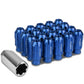 M12 x 1.5 Spline Lug Nuts Set with Locks - Blue Aluminum