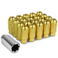 M12 x 1.5 Extended Spline Lug Nuts with Locks - Gold Aluminum