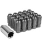 M12 x 1.5 Extended Spline Lug Nuts 50mm Tall Gun Metal 20pc w/ Locks