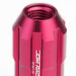 M12 x 1.5 Spline Extended Lug Nuts with Locks 20pc Set - Pink Aluminum