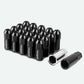 M12 x 1.25 Aluminum Lug Nuts 20pc Set Extended Black Acorn