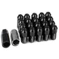 M12 x 1.25 Aluminum Lug Nuts 20pc Set Extended Black Acorn