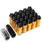 M12 x 1.5 Extended Aluminum Lug Nuts 20pc Set Orange Steel Acorn