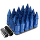 M12 x 1.5 Extended Spike Lug Nuts 20pc Set Blue Aluminum