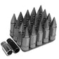M12 x 1.5 Aluminum Lug Nuts w/ Steel Spike Extended 20pc Gun Metal
