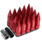 M12 x 1.5 Extended Spike Lug Nuts 20pc Set Red Aluminum