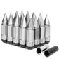 M12 x 1.5 Aluminum Extended Lug Nuts with Removable Spikes - Silver 20pc