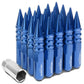 Universal M12x1.5 Extended Spike Lug Nuts 20pc Set Aluminum Blue