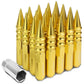 M12 x 1.5 60mm Extended Spike Lug Nuts 20pc Set Aluminum Gold