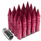 M12 x 1.5 Extended Spike Lug Nuts 20pc Set - Aluminum Pink