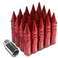 M12 x 1.5 60mm Extended Spike Lug Nuts 20pc Set Aluminum Red
