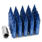 M12 x 1.5 60mm Aluminum Lug Nuts w/ Removable Spike 20pc Blue