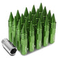 Aluminum Lug Nuts M12 x 1.5 w/ Removable Spike Green 20pc Set