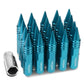 M12 x 1.5 Aluminum Lug Nuts 400 Style w/ Spike 20pc Light Blue