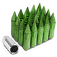 M12 x 1.5 Aluminum Lug Nuts with Removable Spike 20pc Green