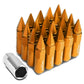 M12 x 1.5 Aluminum Lug Nuts with Removable Spike 20pc Set Orange