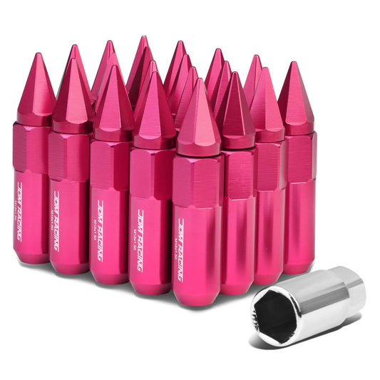 M12 x 1.5 Spike Lug Nuts 60mm/90mm 20pc Set Aluminum Pink