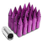 M12 x 1.5 Purple Aluminum Lug Nuts w/ Removable Spike 20pc Set