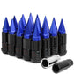 Steel Lug Nuts M12x1.5 Extended Grooved Shank Blue Spike 16pcs + 4 Locks