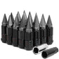 Steel Extended Lug Nuts M12x1.5 Grooved Shank w/ Spike End 16pc+4 Locks